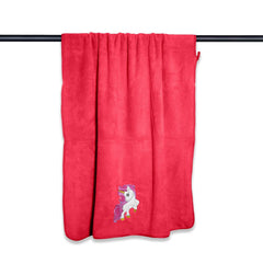 Maxoshine Microfiber Kids Bath Towels 400 Gsm | Quick Dry Super Absorbent Super Soft Bath Towel For Babies Toddler-Baby Towel - Red (Unicorn Design)