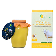 Organic Natural Vedic A2 Desi Cow Bilona Ghee By Farm2Mamma | Natural & Healthy Nutrients A2 Grass Fed Cultured Ghee For Boost Immunity | (1 Litr) 33.8 Ounce | Jar Pack