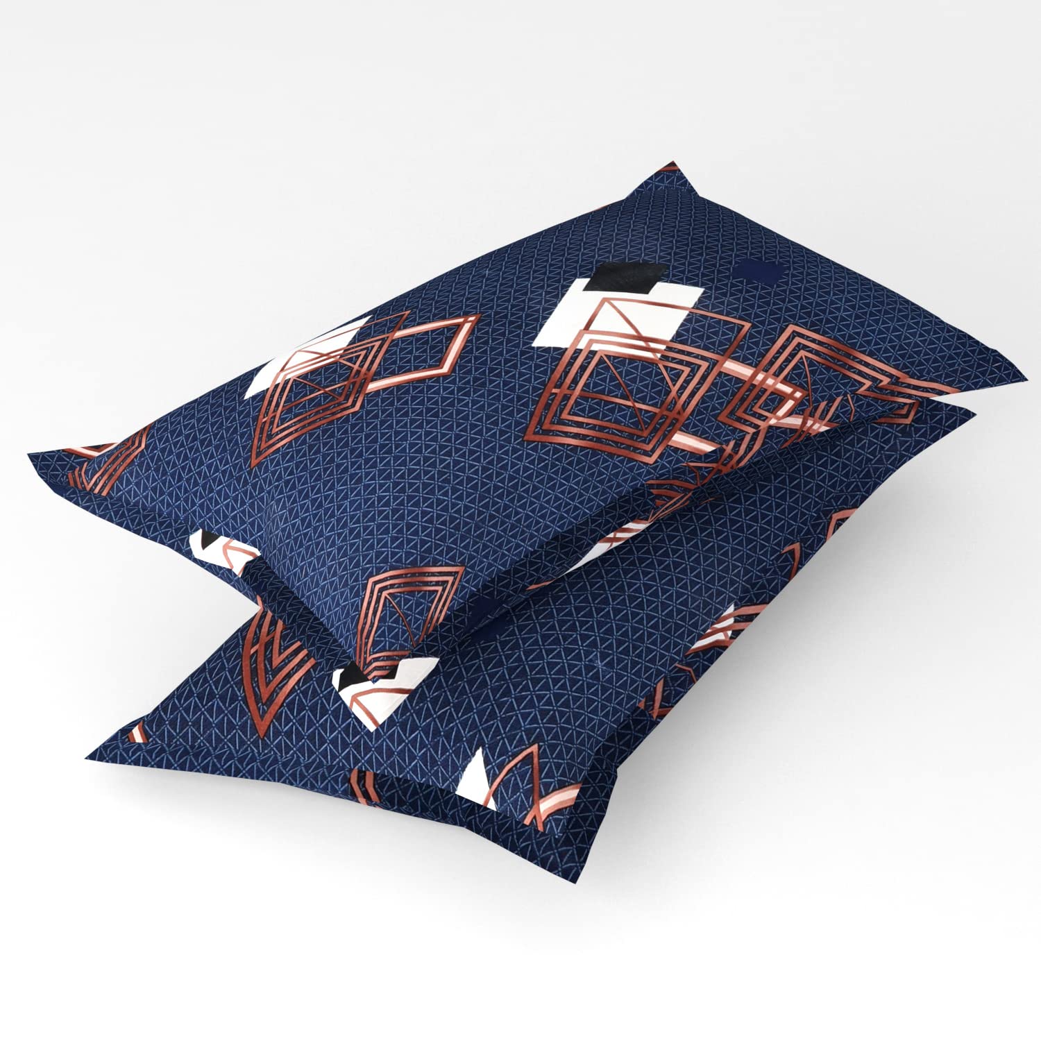 Printed Microfiber Bedsheet For Single Bed With 1 Pillow Covers - 60 X 90 Inches, Dark Blue & Brown | 220 Thread Count Ideal For Everyday Use