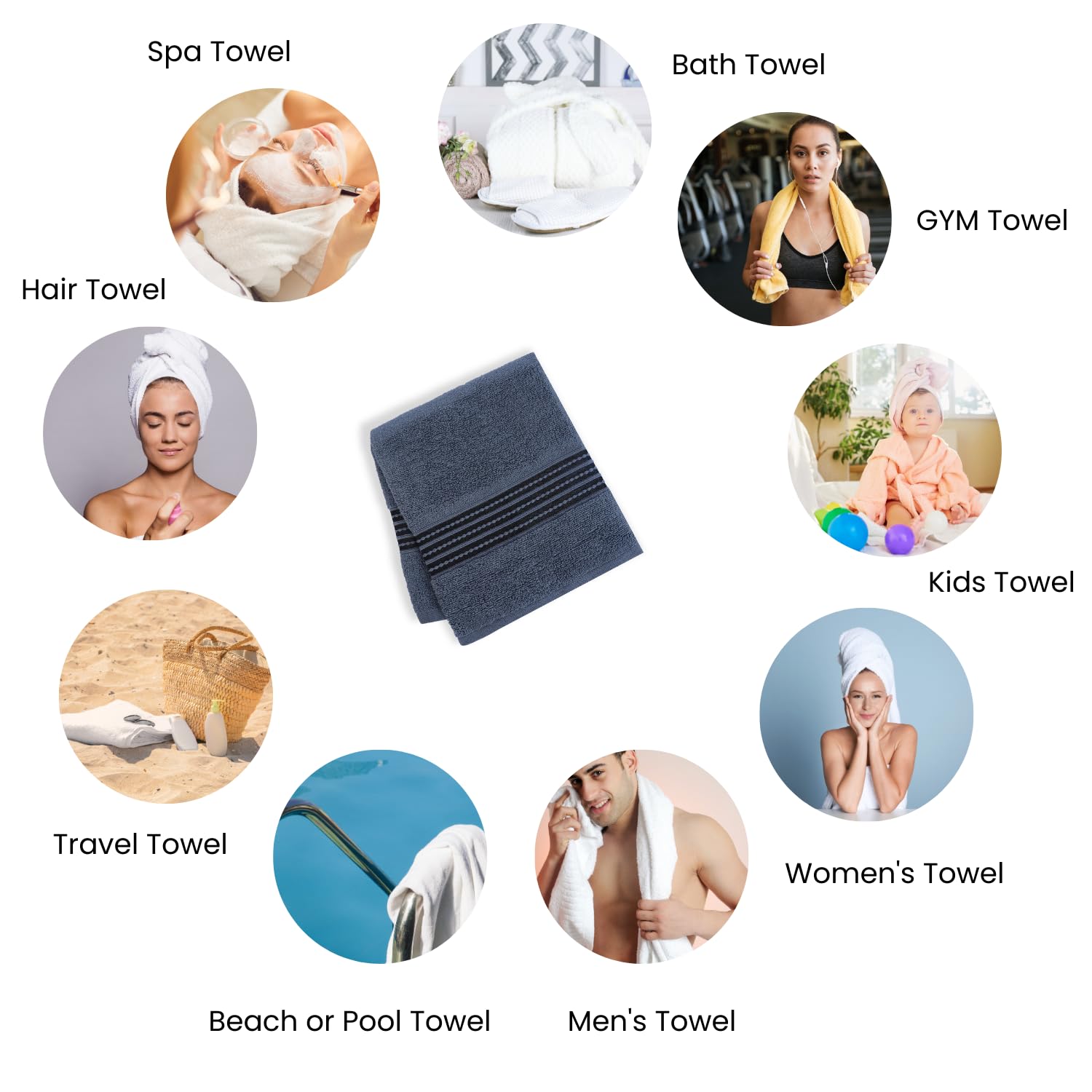 Micro Cotton Remy Basel Luxury Terry Cotton Bath Towel 550 Gsm | Super Comfortable 100% Long Staple Cotton Bath Towel (Gotham Grey)