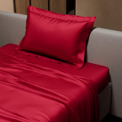 Single Bedsheet With 1 Pillow Cover - 60 X 90 Inches, Flirty Red | Premium Bedding Set, Home Decor, Wedding Gift For Couples, Housewarming, Anniversary