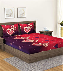 1 Double Bedsheet With 2 Pillow Covers - 85 X 86 inches, Red | Long-lasting Color Comfortable Fabric Bedsheet