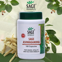 Sage Herbals Ashwagandha Capsules For Men, Immunity Booster, Improves Bone Health, Increase Muscle Strength | 100 Capsules 150gm 0.3lbs Each Pack Of 2