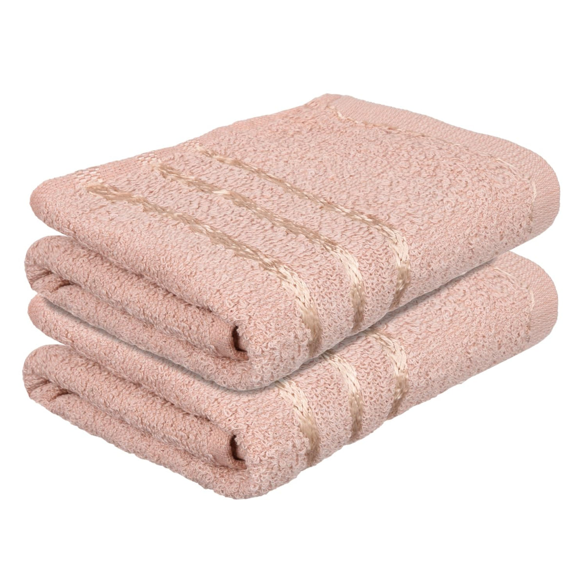 Heart Home Face Towel 400 Gsm | Facewash For Travel Workout Hand Towel | Lining Design Pack Of 2 (Brown)