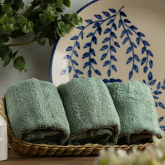 Mush Bamboo Face Towel Set 100% Bamboo 550 Gsm | Face Towel For Women & Men Small Towels For Face & Hand | Set Of 9 - Olive Green