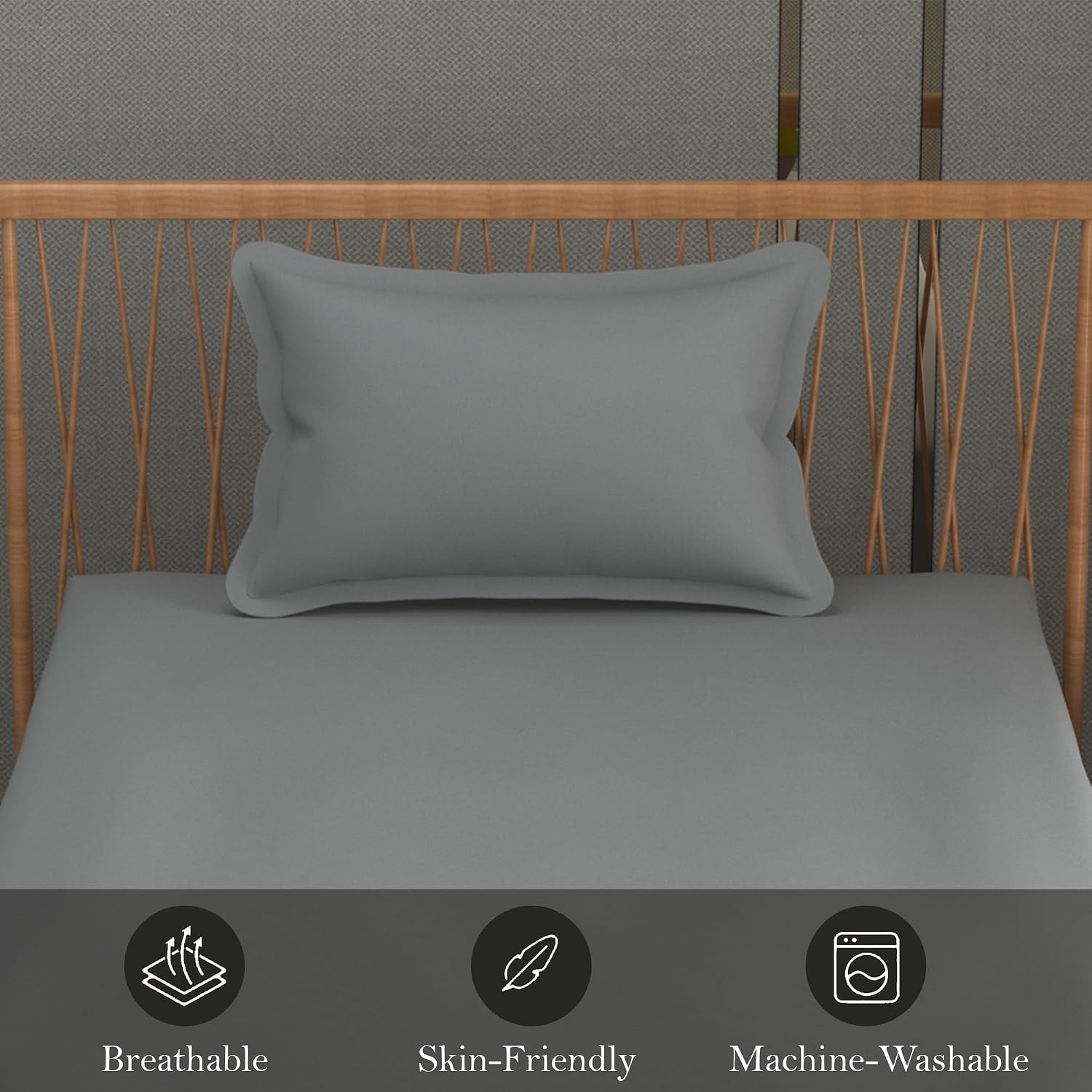 Solid Plain Single Size Bedsheet Set With 1 Pillow Covers | Size - 60 X 90 Inches, Grey | Ideal For All Seasons Due To Its Breathable Nature