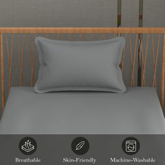 Solid Plain Single Size Bedsheet Set With 1 Pillow Covers | Size - 60 X 90 Inches, Grey | Ideal For All Seasons Due To Its Breathable Nature