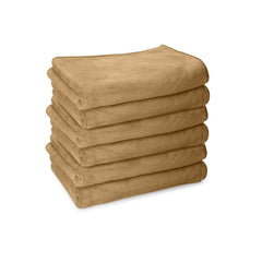 Housse Premium Microfiber Face Towel 900 Gsm | Korean Beauty Ultra Absorbent, Odour-Free, Quick Dry Face Towel (Pack Of 6) - Prairie Sand