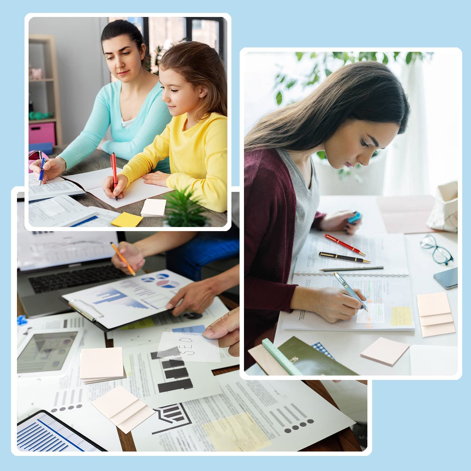 50 Sheets Sticky Paper Book Notes Invisible Sticky Note, Transparent Sticky Notes - 3 X 3 Inch