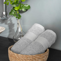 Ddecor Cotton Hand Towel 500 Gsm - Pack Of 2 (Light Gray)