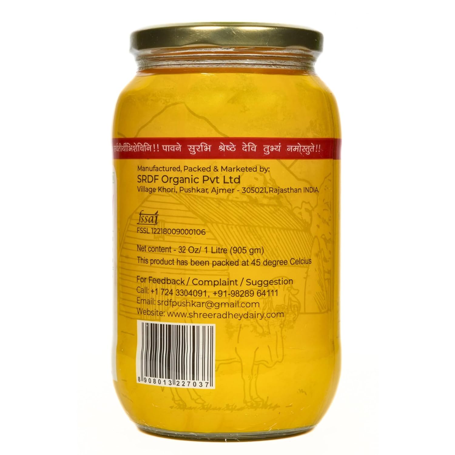 100% Pure A2 Bilona Gir Cow Ghee By Shreeradhey | Good Source Of Protein Fiber Healthy Desi Ghee Perfect For Glowing Skin | (1 Litr) 33.8 Ounce | Jar Pack