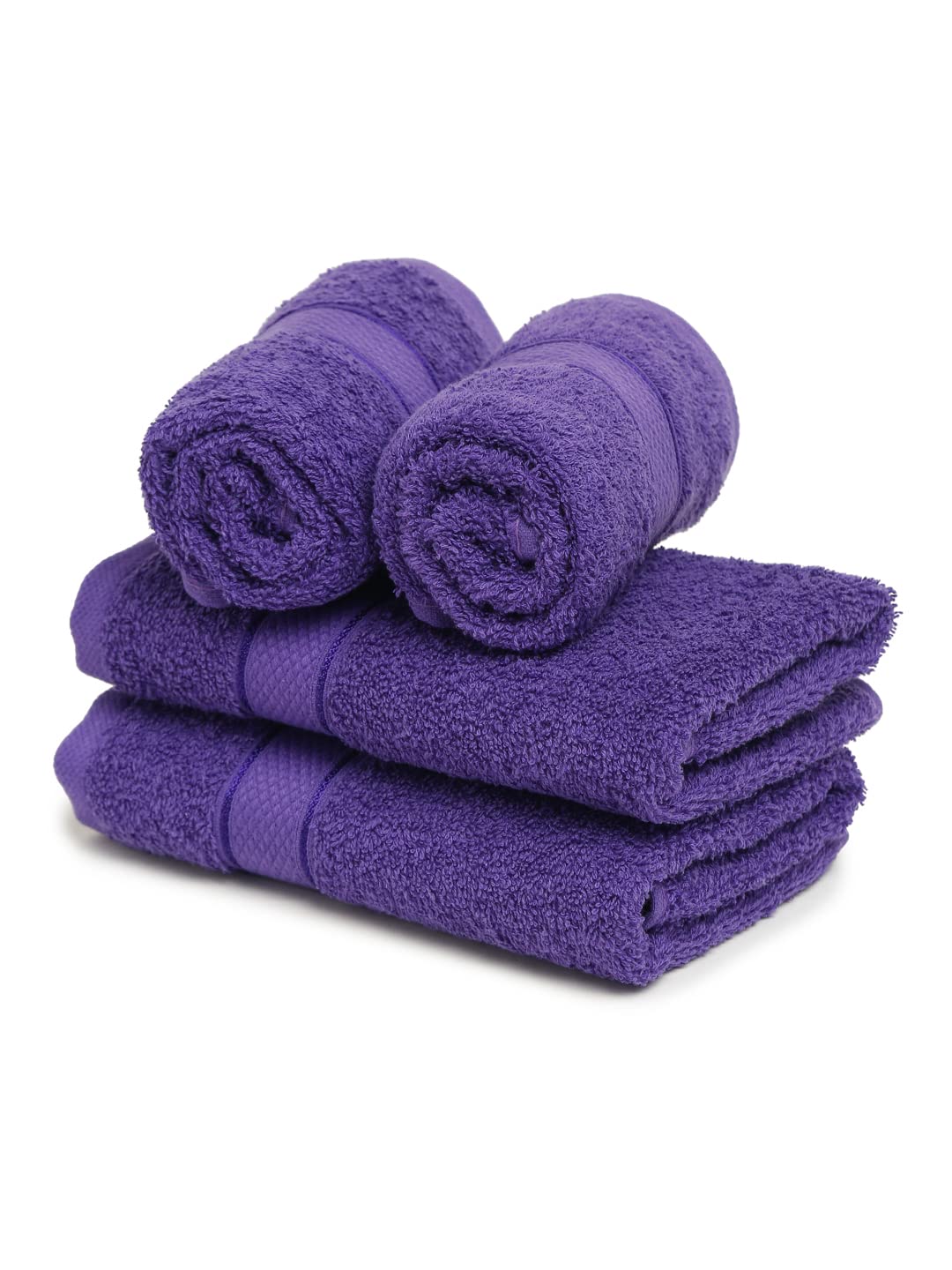 Creeva 100% Terry Cotton Hand Towels 800 Gsm | Highly Absorbent Super Soft, Quick Dry Sports Gym Workout Towel (Set Of 4) - Violet