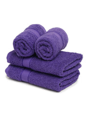 Creeva 100% Terry Cotton Hand Towels 800 Gsm | Highly Absorbent Super Soft, Quick Dry Sports Gym Workout Towel (Set Of 4) - Violet