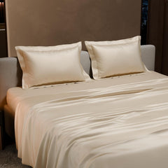 Double Bedsheet With 2 Pillow Covers - 90 X 100 Inches, Charming Ivory | Ultra Satin Premium Bedding Set | Gift For Couples, Wedding, Anniversary, Date Night