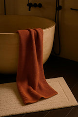 Drape&Luxe Gen-Z Towel Premium Waffle Cotton Bath Towel 600 Gsm | Super Soft & High Absorbency Towel, Quick Drying Large Size Towels (Brown) - Pack Of 1