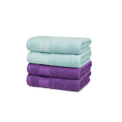 Mytrident Soft Comfort Air Rich 100% Cotton Hand Towel 800 Gsm | Highly Absorbent Towels For Men & Women Hand Towel (Nile Blue & Plum) - 4 Pcs