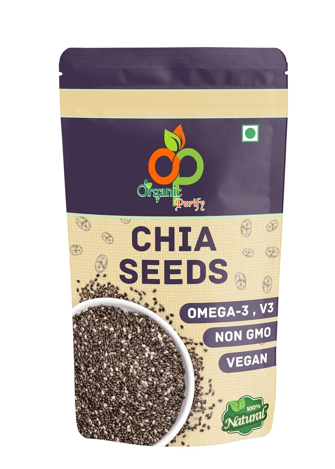 Organic Purify Chia Seeds Premium Raw Chia Seeds For Eating, Healthy Snack , Bones And Muscles With Calcium - Rich Chia Seeds | 1800gm 3.9lbs