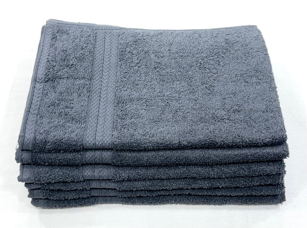 Bombay Dyeing Tulip 100% Soft Cotton Hand Towels 1200 Gsm (Dark Grey) - Set Of 6