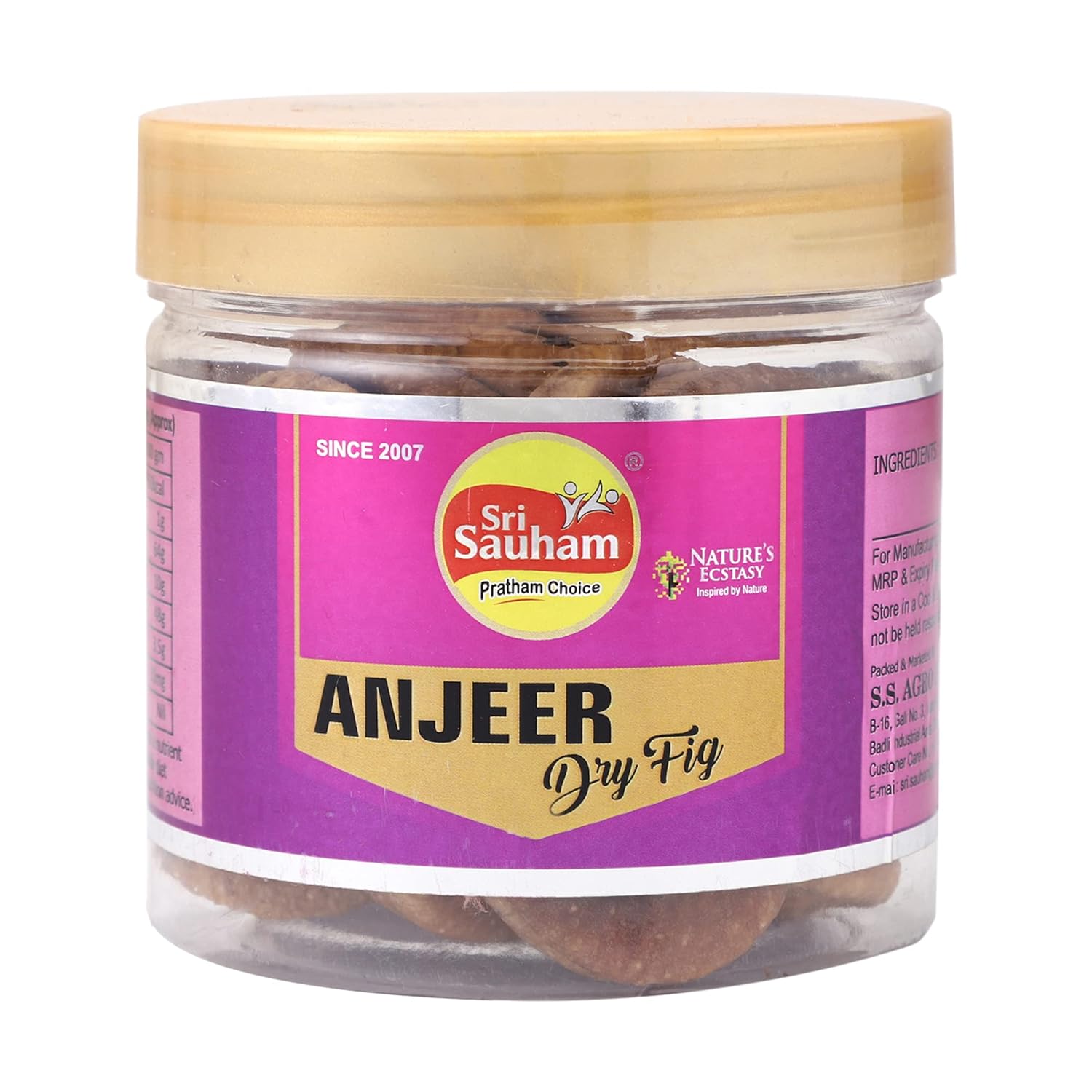 100% Natural Dried Afghani Anjeer By Sri Sauham 200gm,| Rich Source Of Fibre, Calcium & Iron Low In Calories & Fat Free | 7.0 Ounce