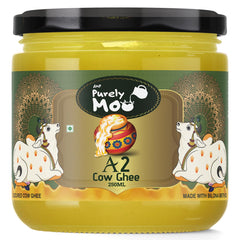 100% Pure A2 Cultured Cow + A2 Cow + A2 Murrah Buffalo & A2 Cultured Buffalo Ghee By AMP Purely Moo | Healthy & Nutrients Pure Combo Desi Ghee | 1 Litre (250ml * 4) 33.8 Ounce | Jar Pack