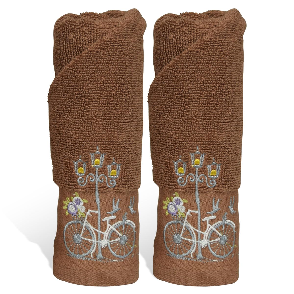 Rangoli 100% Cotton Martin Hand Towels 540 Gsm | Quick Dry, Ultra Soft, Highly Absorbent Printed Hand Towel For Men & Women Luxury & Highly Absorbent Towels - Brown (Set Of 2)