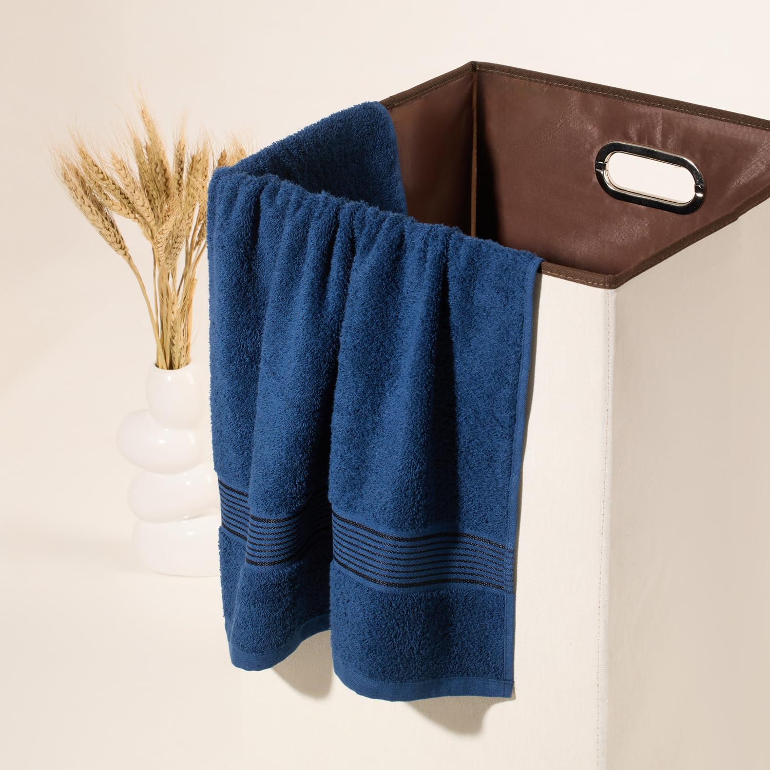 Kopa Quick Dry 100% Cotton Soft Terry Bath Towel 380 Gsm | Quick Dry 100% Cotton Super Absorbent, Lightweight (D'Ross) Bath Towel (Navy Blue)