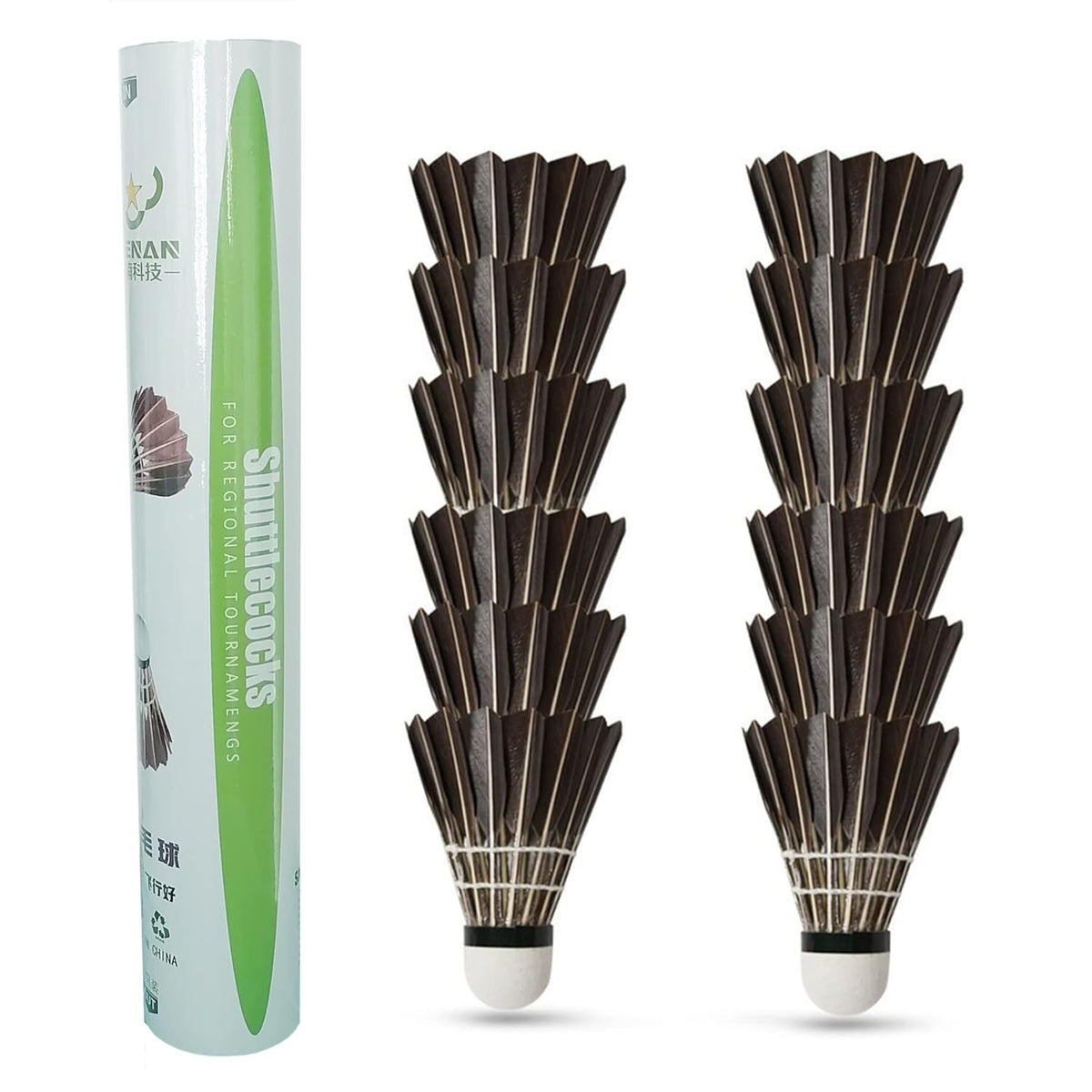 Zhenan Black Goose Feather Badminton Shuttlecocks With Great Stability And Durability | Hight Speed , Pack of 12