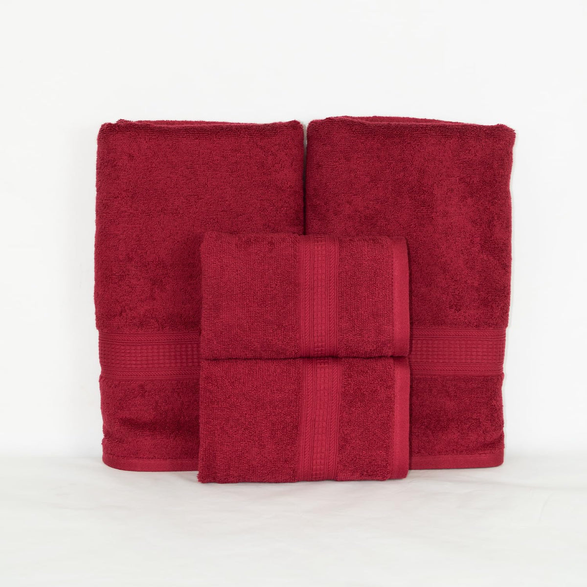 Rangoli 100% Cotton Fibre 2 Bath & 2 Hand Towel 1400 Gsm | Highly Durable & Super Absorbent Towel | Skin-Friendly & Quick Drying Luxury Towels (Maroon) - Pack Of 4