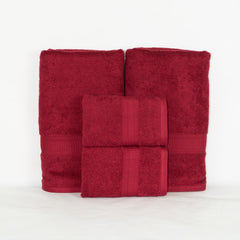 Rangoli 100% Cotton Fibre 2 Bath & 2 Hand Towel 1400 Gsm | Highly Durable & Super Absorbent Towel | Skin-Friendly & Quick Drying Luxury Towels (Maroon) - Pack Of 4