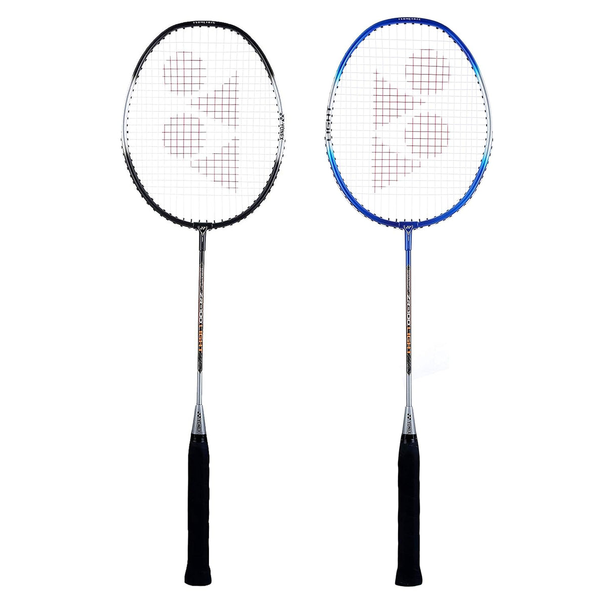 Yonex ZR 100 LIGHT Aluminium Badminton Racquet With Full Cover, Set Of 2 | Colour - Black + Blue, Grip Size - G4 (3.5 Inches)