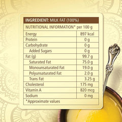 Organic Daanedaar Desi Ghee By Mugdh | Naturally Improves Digestion & Boosts Immunity Desi Ghee Good For Health | (1 Litr) 33.8 Ounce | Box Pack