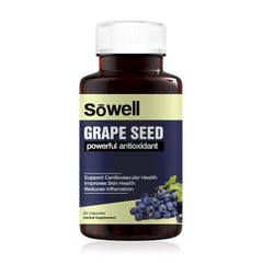 Sowell Grape Seed Supplement Antioxidant Rich Extract For Heart Health & Immune Support | 60 Capsules 100gm 0.2lbs