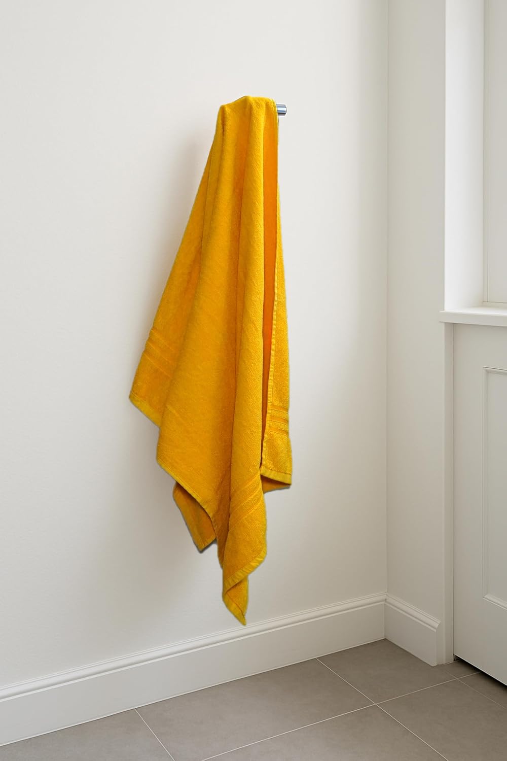 Siya Fashion Cotton Bath Towel 1000 Gsm | Ultra Soft Absorbent Quick Dry Lightweight & Durable Fabric Perfect For Home, Gym, Travel & Everyday Use (Yellow) - Pack Of 2