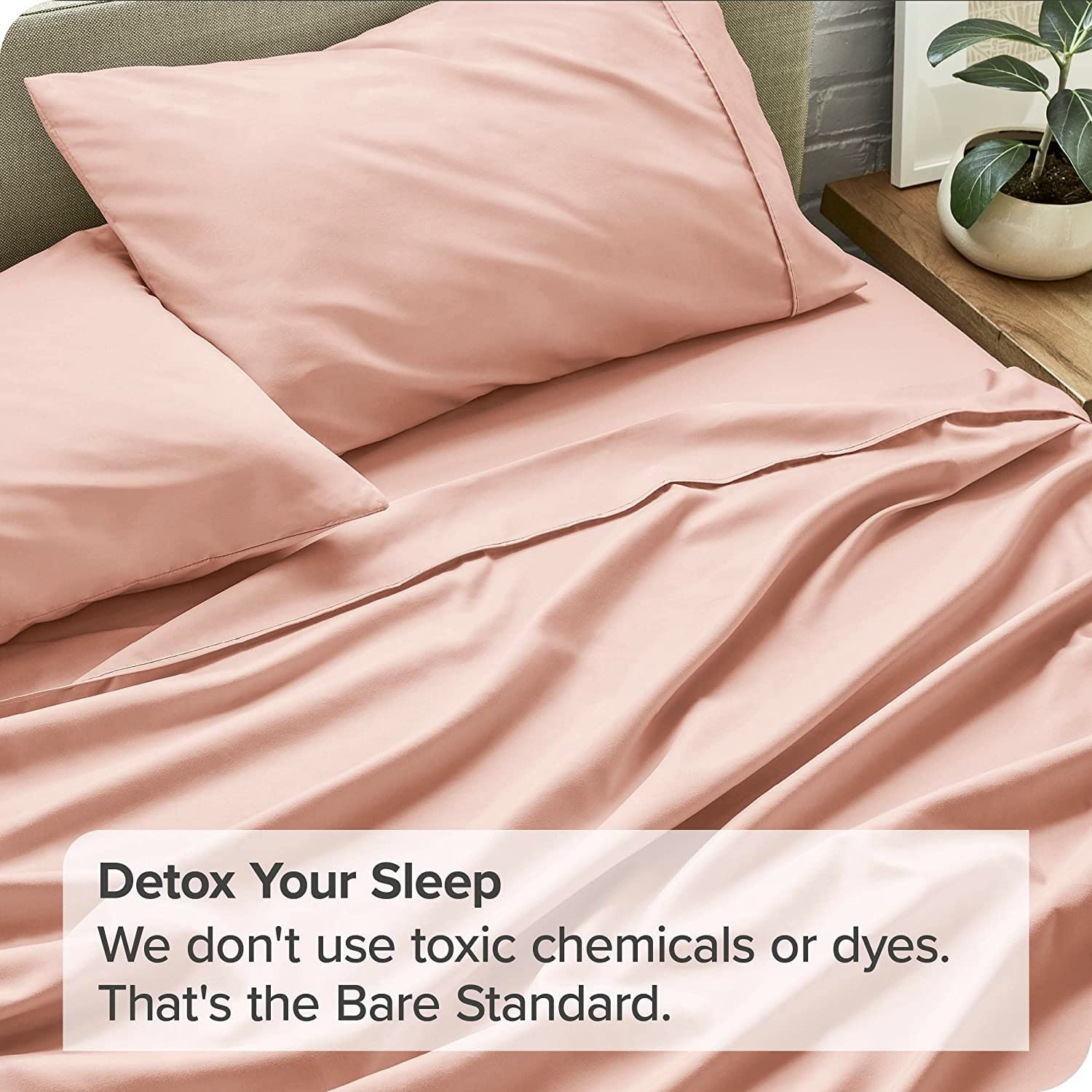 Perfect Flat Queen Size Bedsheet With 2 Matching Pillow Cover - 90 X 100 Inches, Peach | Natural Breathable & Wrinkle Free | 400 Thread Count