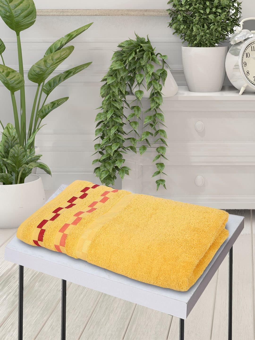 100% Pure Cotton Bath Towel 450 Gsm | Super Soft & Absorbent Comfortable Quick Drying Towel (Yellow)