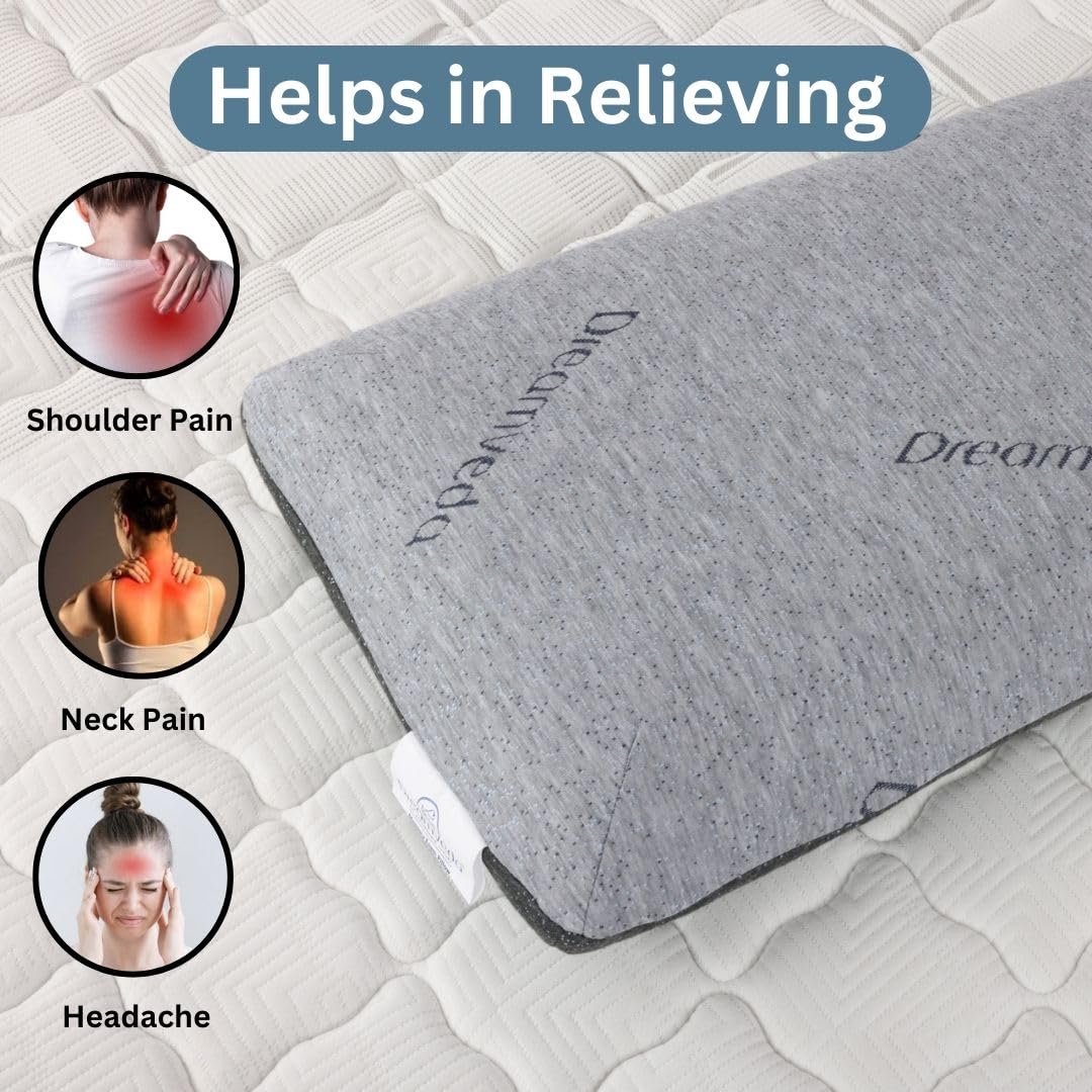 Orthopedic Cool Gel Memory Foam Pillow, Grey, Standard Size - 24 X 16 X 4 Inches | Cervical Pillow For Neck & Shoulder Pain Relief | Pillow For Side, Back & Stomach Sleepers - Set Of 1
