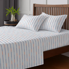 Print King Size Flat Sheet With 2 Pillow Covers - 108 X 108 Inches, Multicolor | Soft, Breathable & Skin-Friendly Bedding For Daily Use | Machine Washable & Long-Lasting
