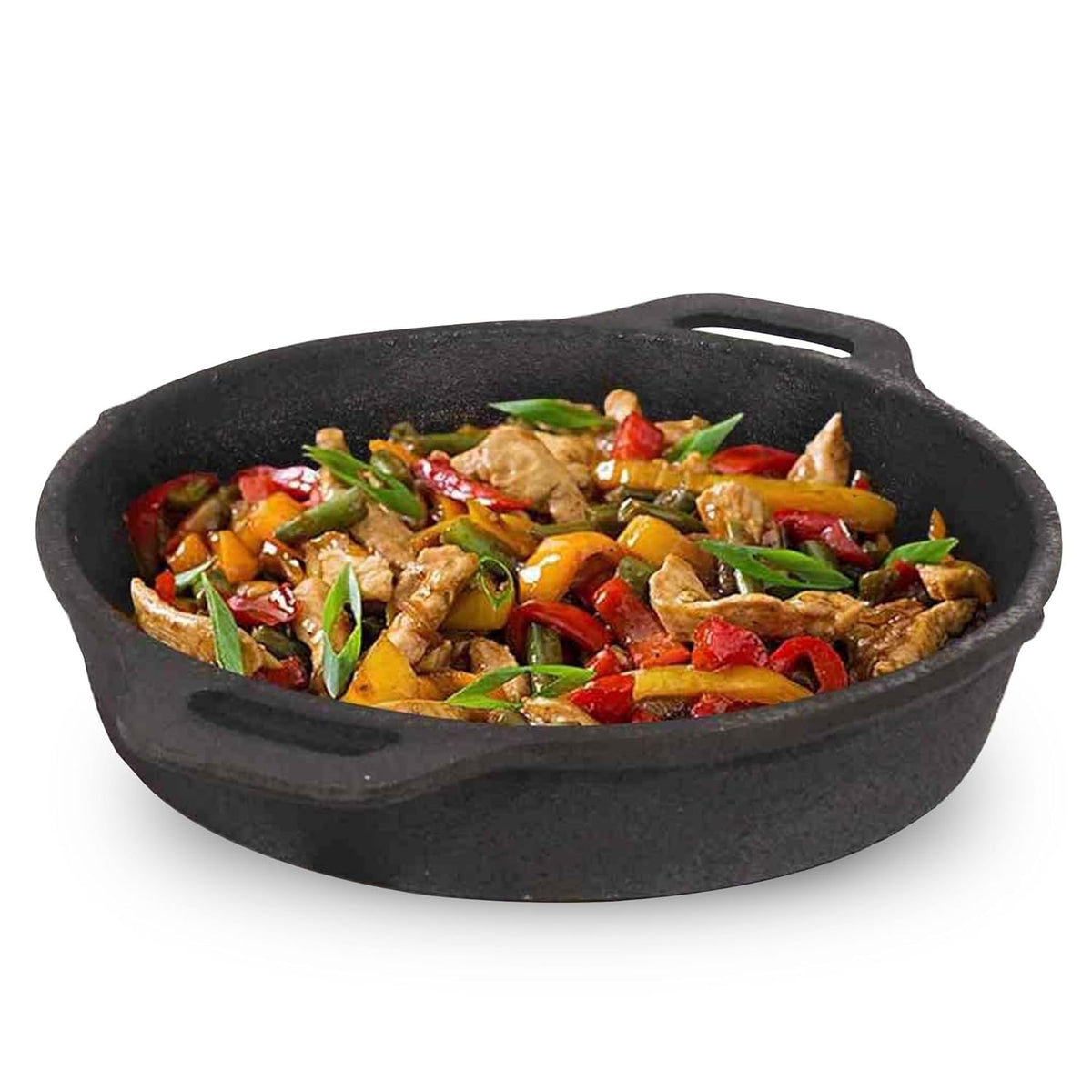 Pre-Seasoned Black Cast Iron Fry Pan Or Skillet With Double Handle - Medium 24.6 Cm, 9.7 Inch, 1.8 Liters, 2.6 Kg | Induction Friendly, Nonstick Fry Pan, 100% Pure & Toxin Free, No Chemical Coating