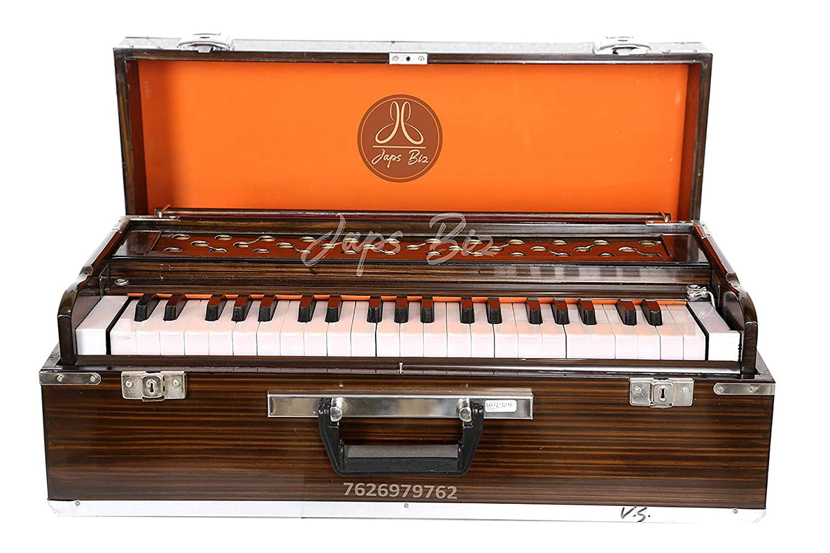 Harmonium Portable Folding Harmonium With Coupler & Free Padded Carry Bag - 3 1/2 Octaves, Total 42 Keys, Two Reeds (Base +Male), No Lag Time | Instant Response Keyboard