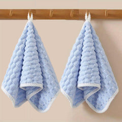 Linear Microfiber Hand Towels Small Size 300 Gsm | Face Towel For Men & Women Ultra Soft Absorbent, Quick Dry Towels Pack Of 2 (Blue)