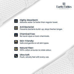 Earthy Fables Premium Hand Towels 600 Gsm | 100% Combed Cotton Ultra Soft, Quick Dry & Highly Absorbent, For Home, Gym & Travel | Set Of 4 (White)