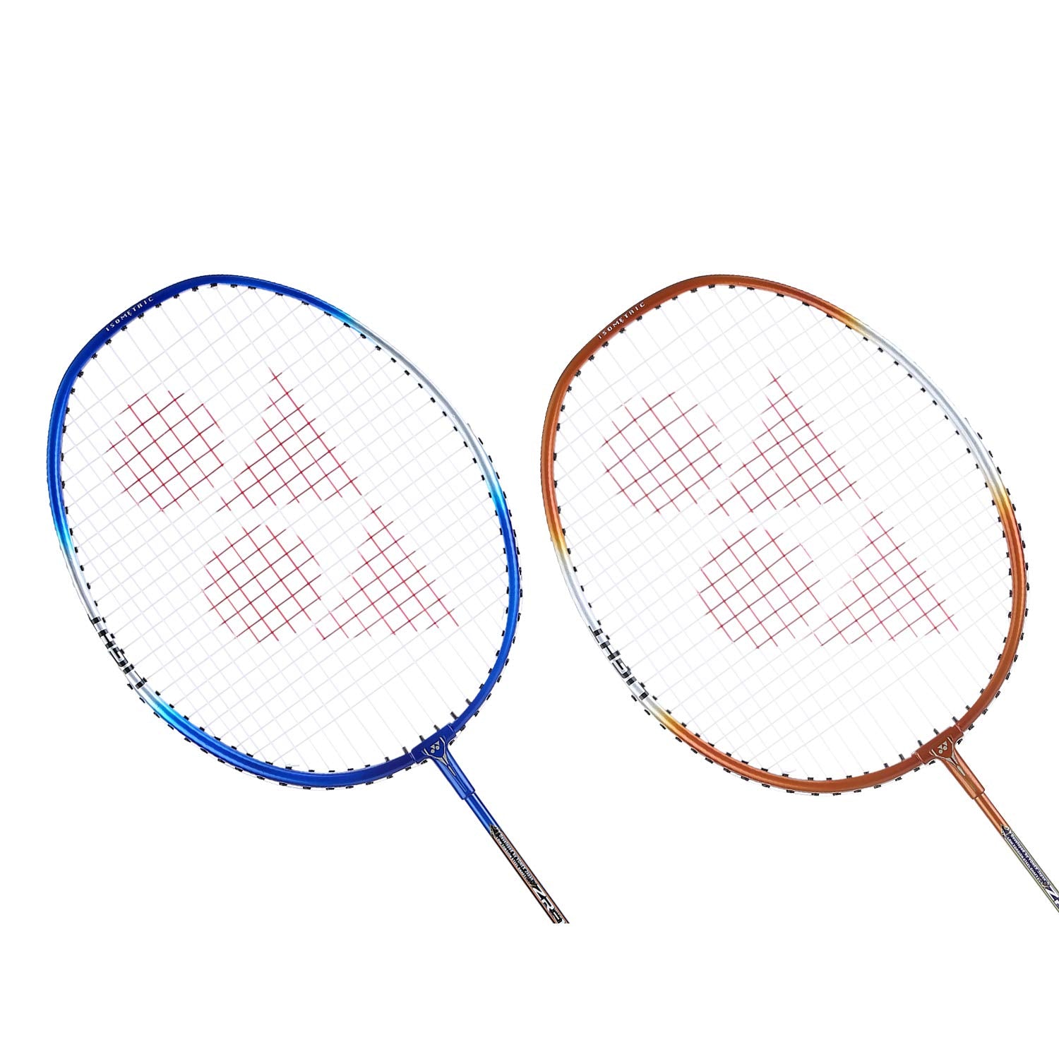 Yonex ZR 100 LIGHT Aluminium Badminton Racquet With Full Cover, Set Of 2 | Colour - Blue + Orange, Grip Size - G4 3 3/4 inches