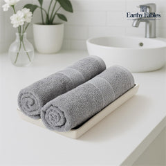 Earthy Fables Basic Hand Towel 400 Gsm | Pure Carded Cotton, Soft, Absorbent, Quick Dry & Skin-Friendly Towel - Pack Of 2 (Cloudy Grey)