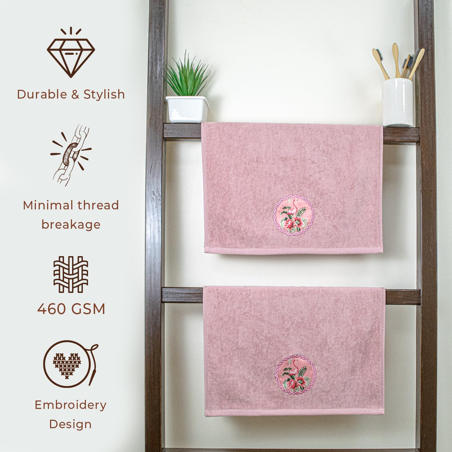 Akiko Home Prima Dream 100% Cotton Hand Towels 400 Gsm | Soft, Absorbent & Durable, Cotton Hand Towel | Pack Of 2 (Light Purple)