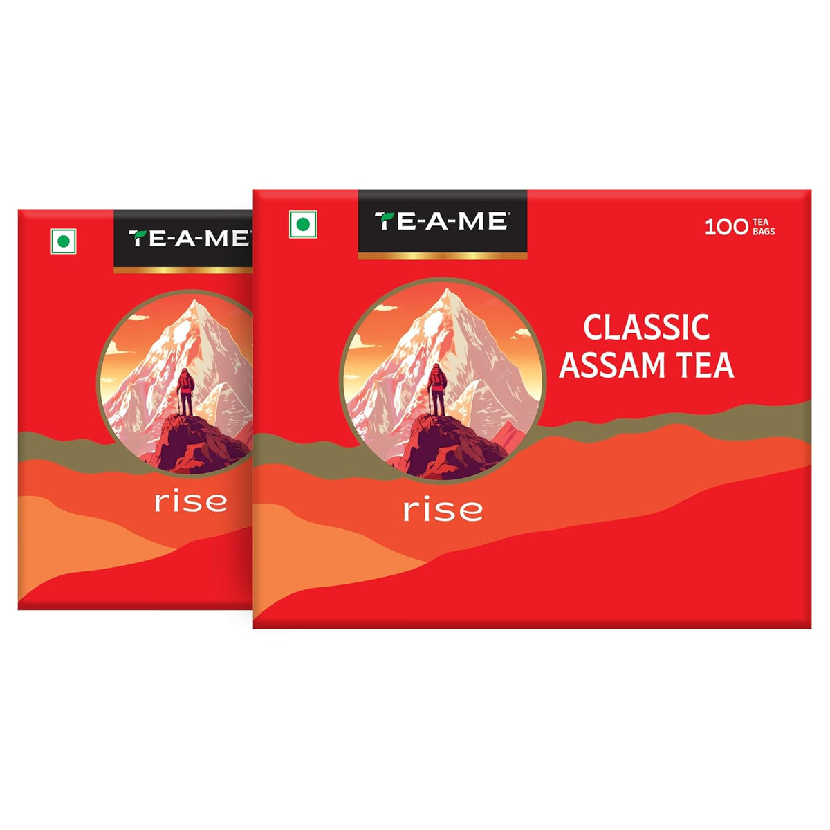 TE-A-ME Classic Assam Rise Tea - Pack Of 2 X 100 Tea Bags | Full-Bodied Taste, Rich & Bold Flavor