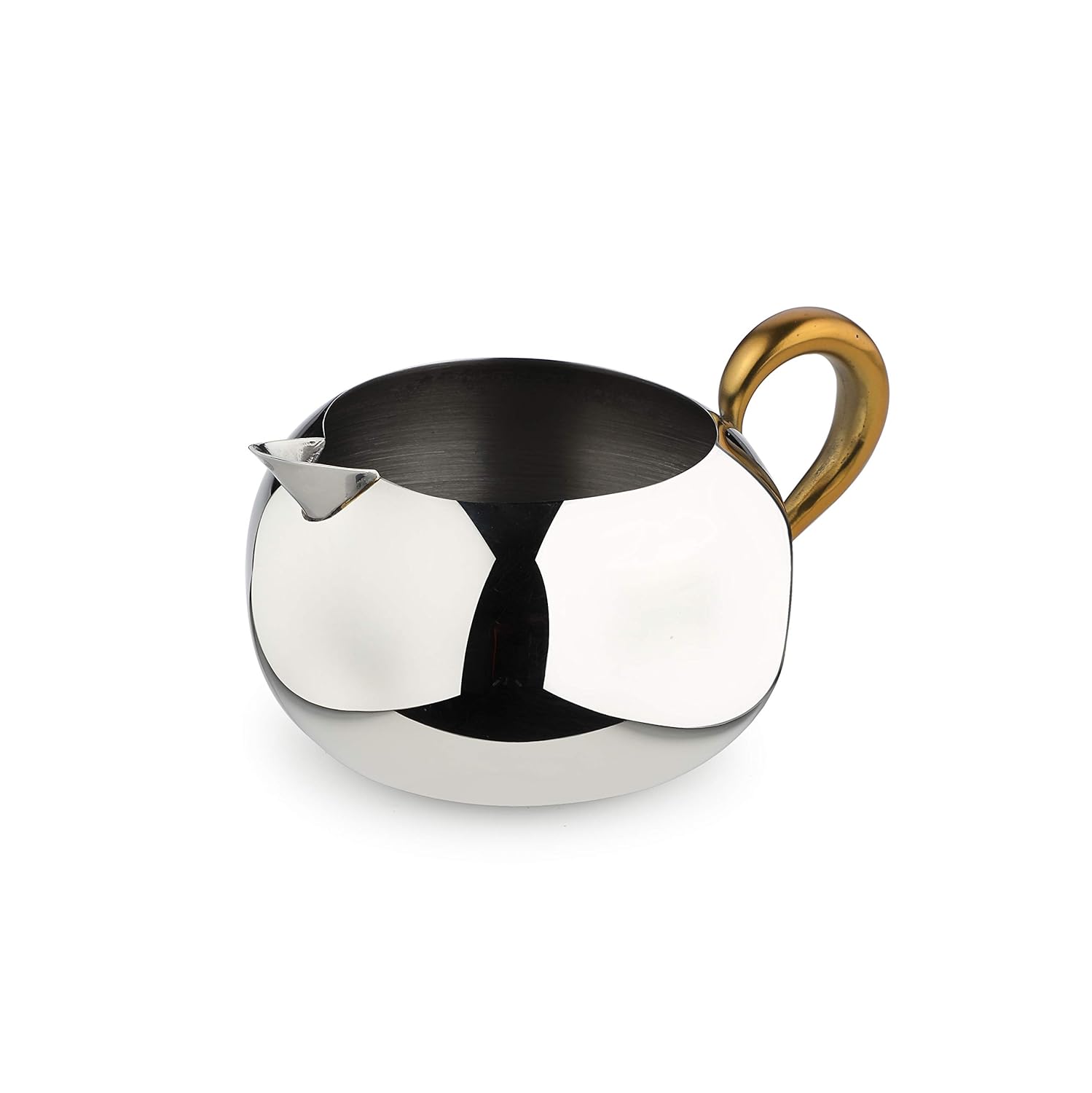 Designer Stainless Steel Milk Pot, Silver & Gold - Aladdin Series | Gloss Mirror Creamer Jug - Premium Serve Ware, Dinnerware & Tableware