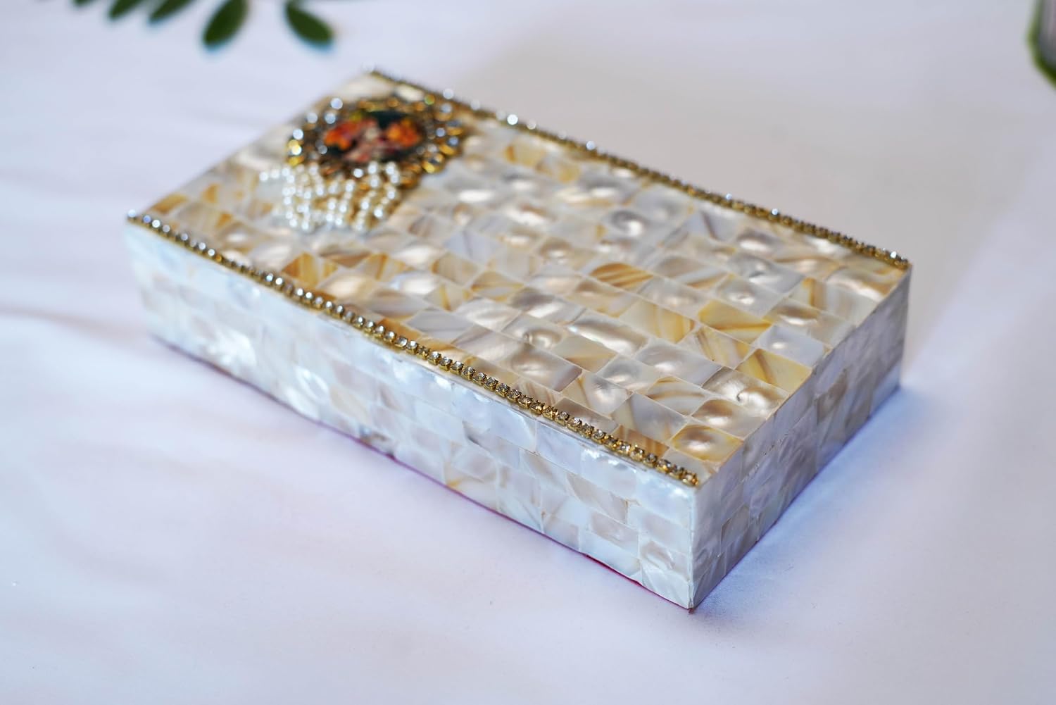 Mother Of Pearl Design Decorative Cash Box, Shagun Box, Gifting Cash Box, Gaddi Box, Jewellery Box, Shagun Envelope Money Box Envelope Wedding Gift, Special Feature - Portable