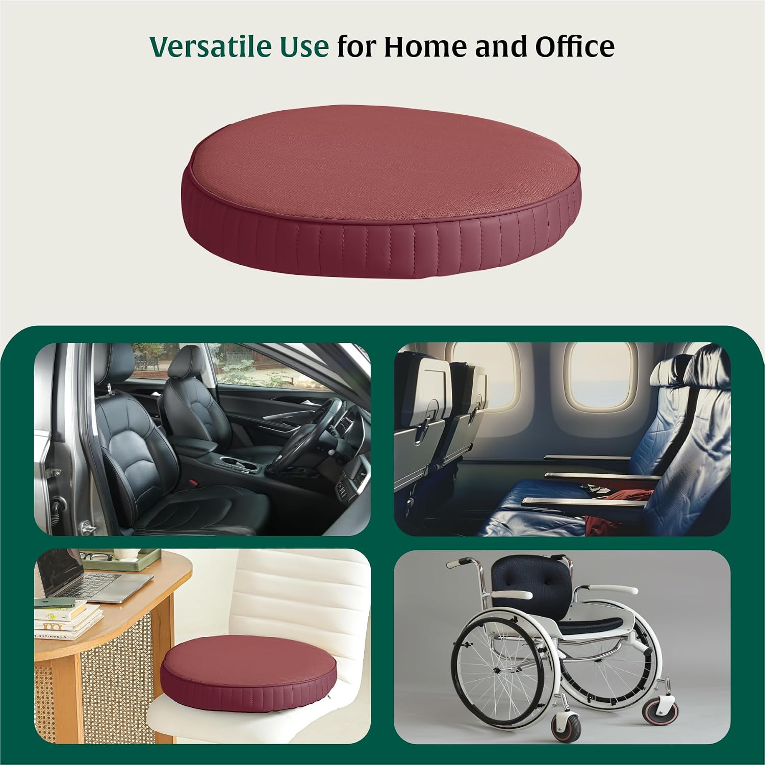 Round Chair Cushions For Sitting, Orthopedic Memory Foam Pillow, Berry - 18 L X 18 W X 3 H Inch | Seat Cushions For Office, Car, Home & Floor Cushion | Versatile Seat Pad - Pack Of 1