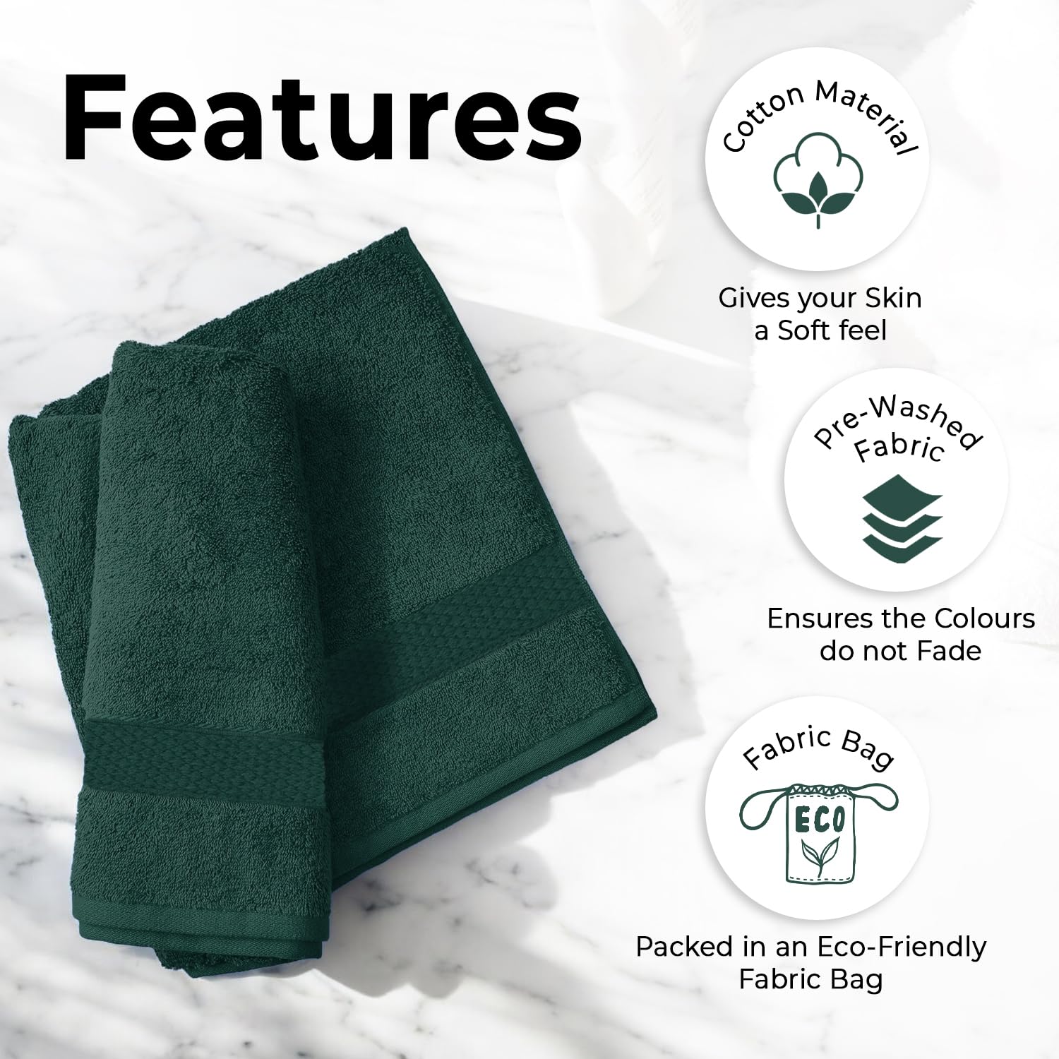 Avni Home Cotton Bath Towels 500 Gsm | Towels For Bath Large Size Extra Soft & Absorbent Bath Towel For Men & Women (Green)