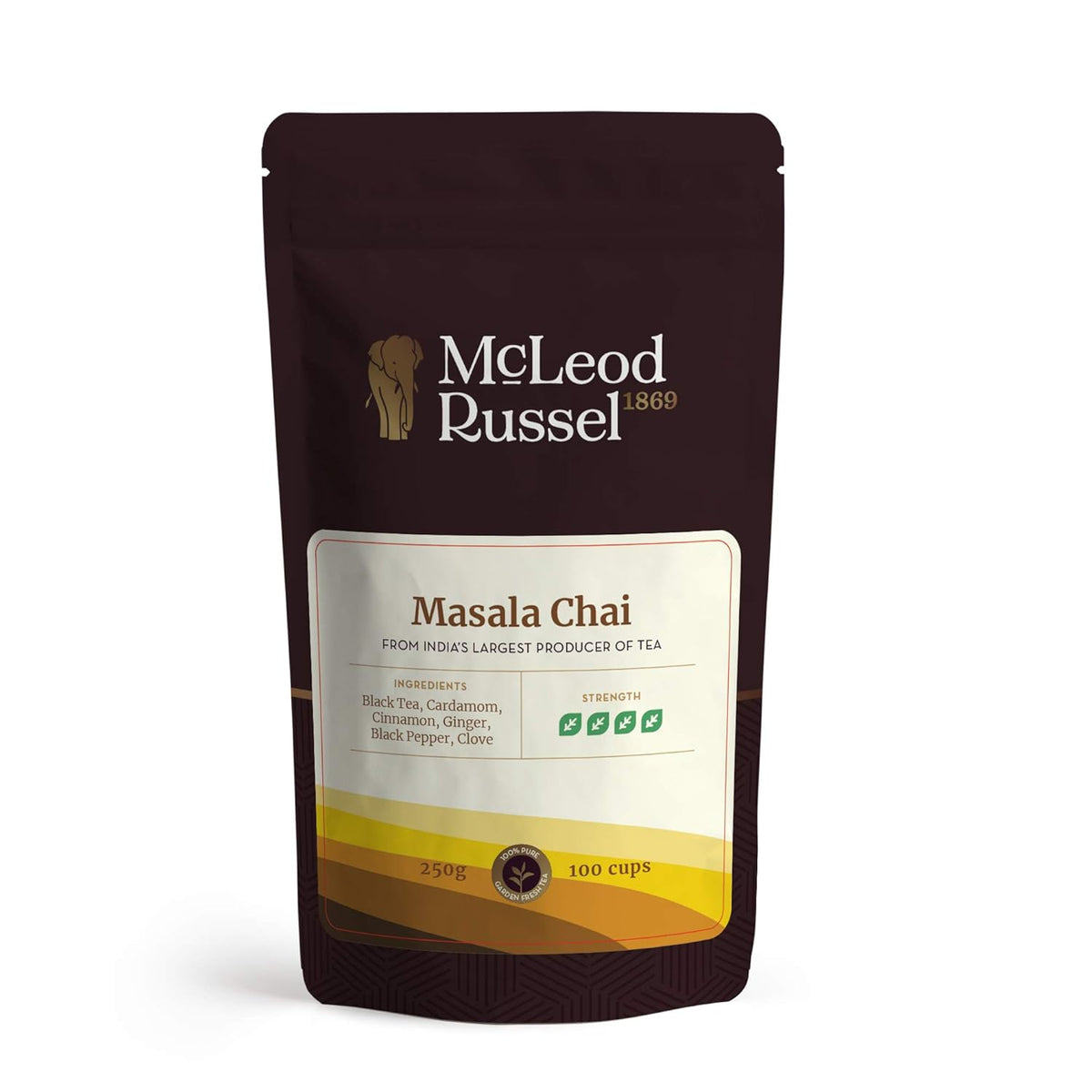 McLeod Russel 1869 Masala Chai - 250gm, 8.8 Ounce, 100+ Cups | Immunity-Booster Garden Fresh CTC Tea - 100% Natural Spices | Low Caffeine Loose Leaf